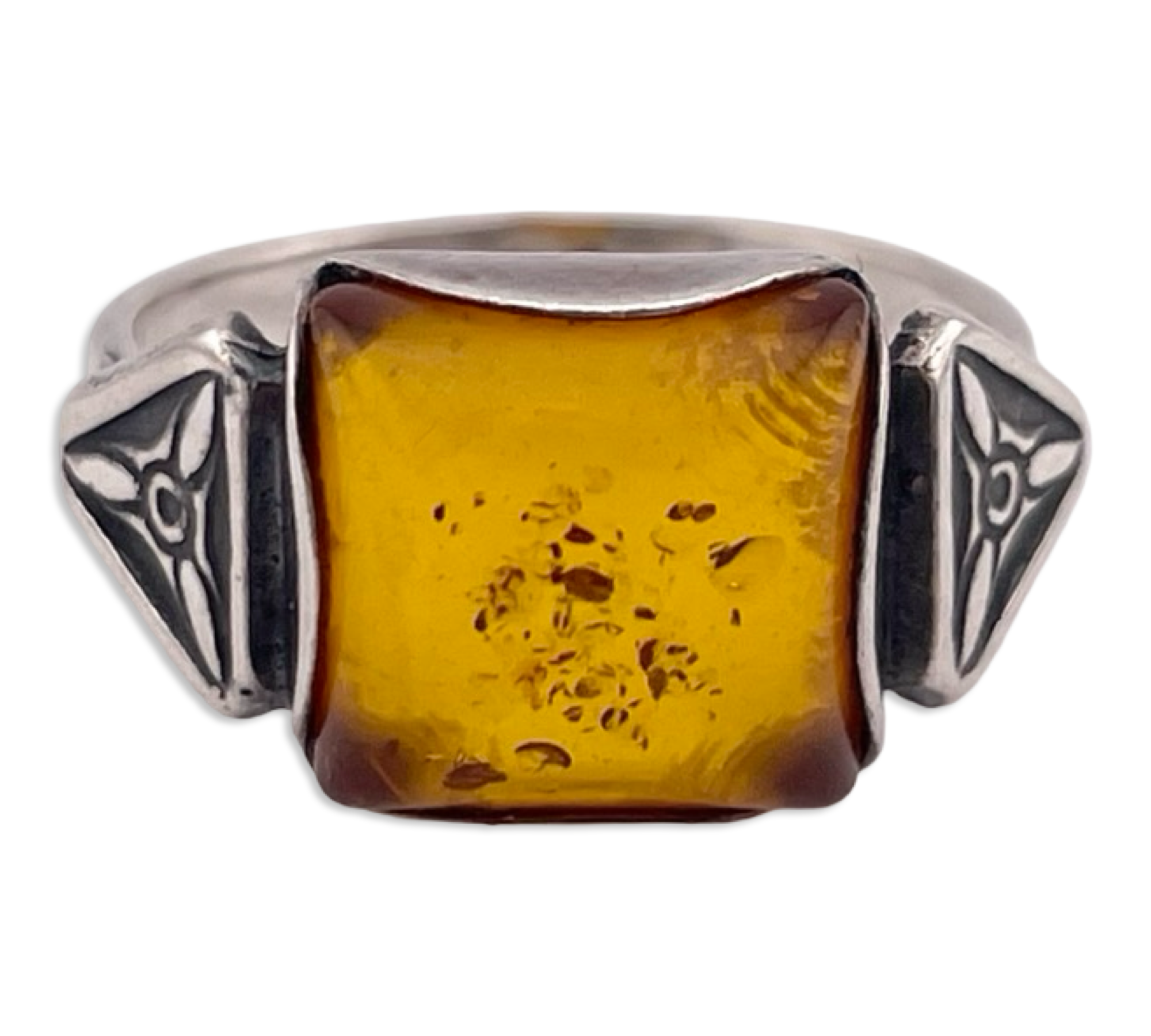 size 6.75 sterling silver square amber ring