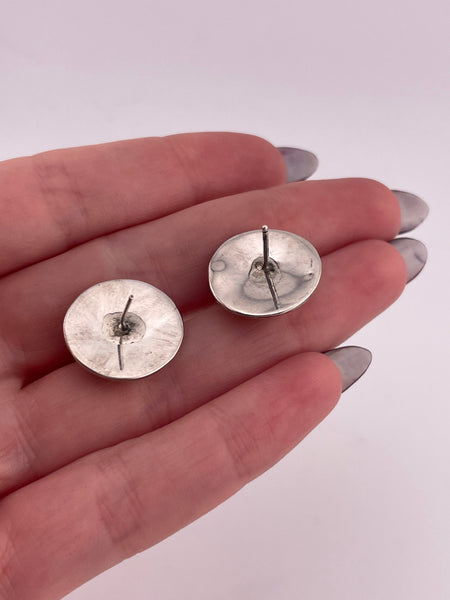 sterling silver stoneless stamped dome post earrings