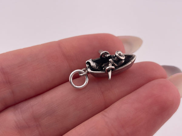 sterling silver Ella L. Cone fisherman row boat pendant