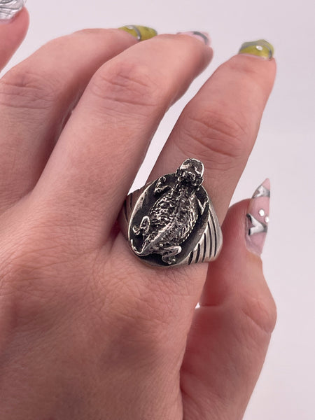size 11.5 sterling silver horned toad lizard ring