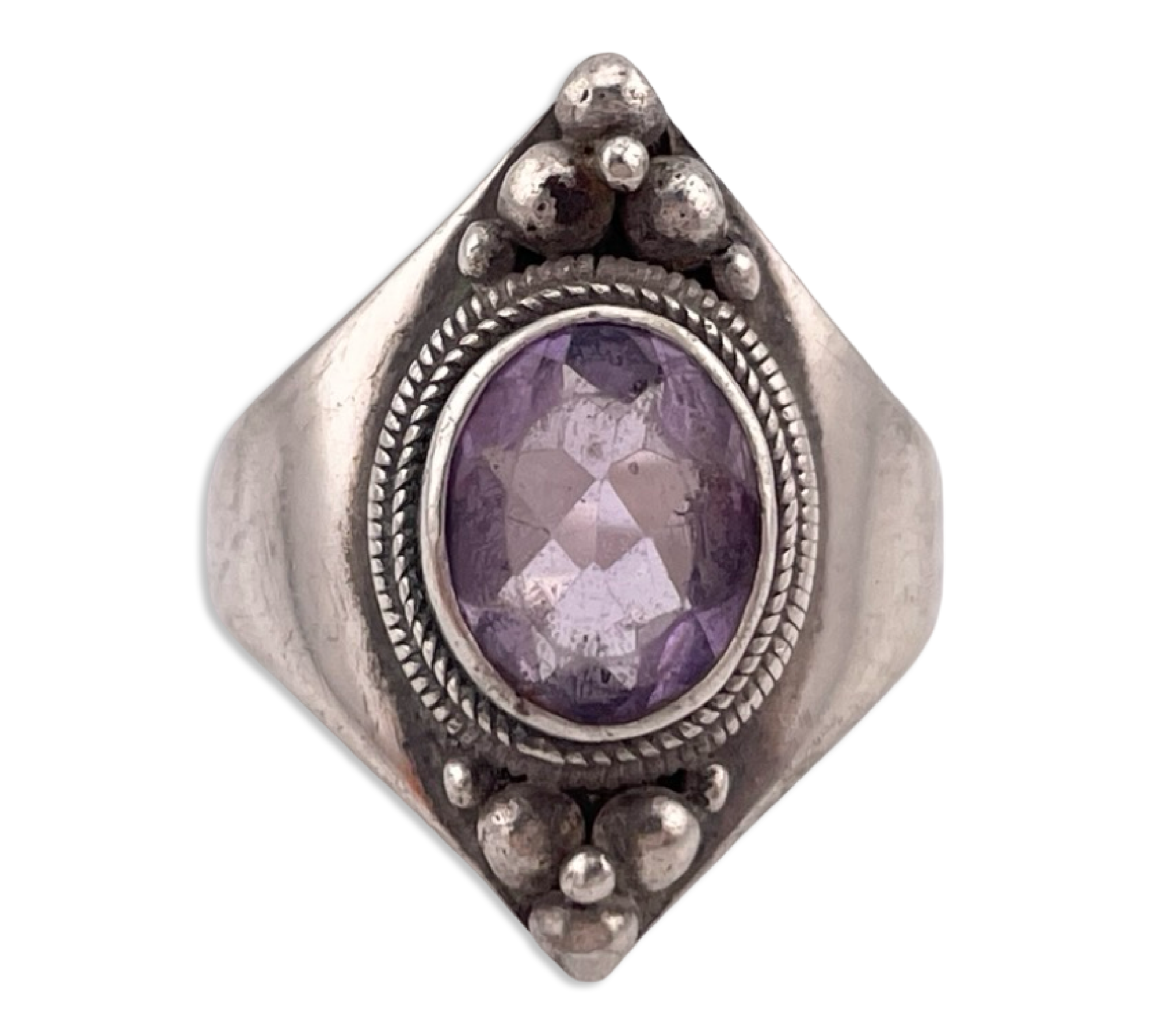 size 8 sterling silver faceted amethyst ring