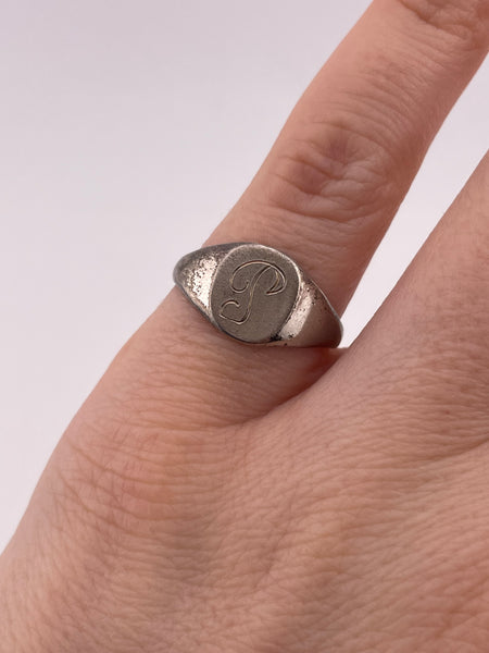 size 6.5 sterling silver 'P' letter initial signet ring