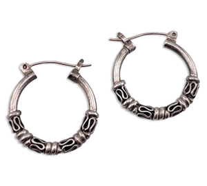 sterling silver Bali style swirl hoop earrings