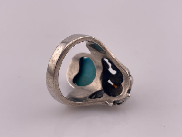 size 8.75 sterling silver Mexican stabilized turquoise ring