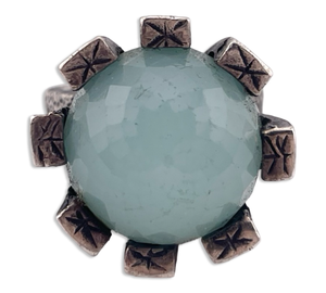 size 7.5 sterling silver chunky faceted chalcedony(?) ring