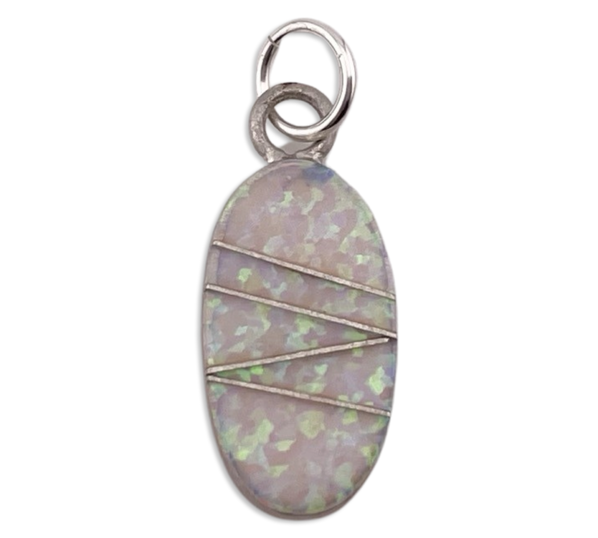 sterling silver inlay synthetic opal pendant