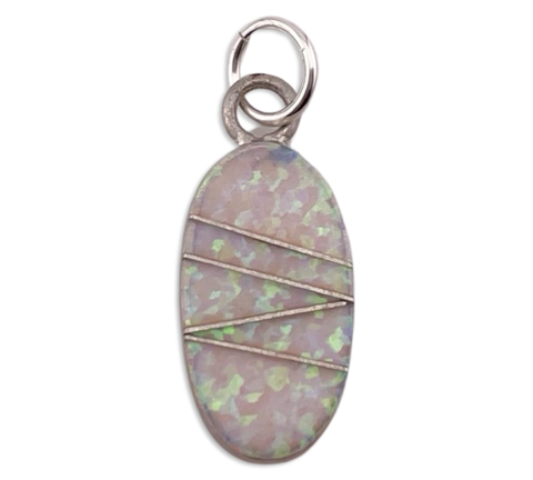 sterling silver inlay synthetic opal pendant