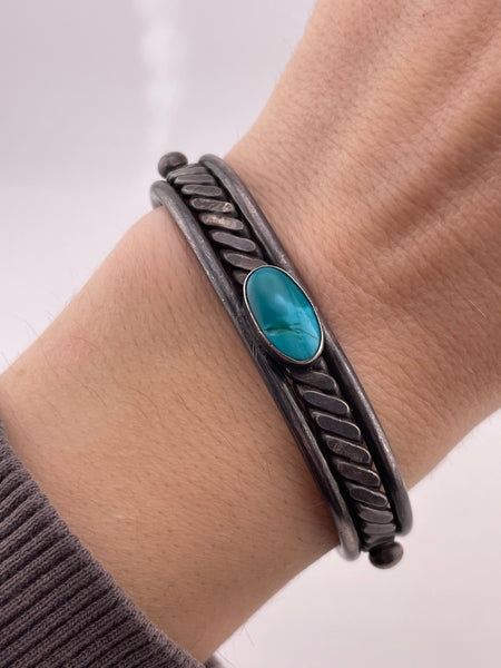 sterling silver old turquoise cuff bracelet