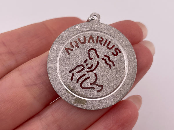 sterling silver zodiac Aquarius the Water Bearer etched cut-out design pendant