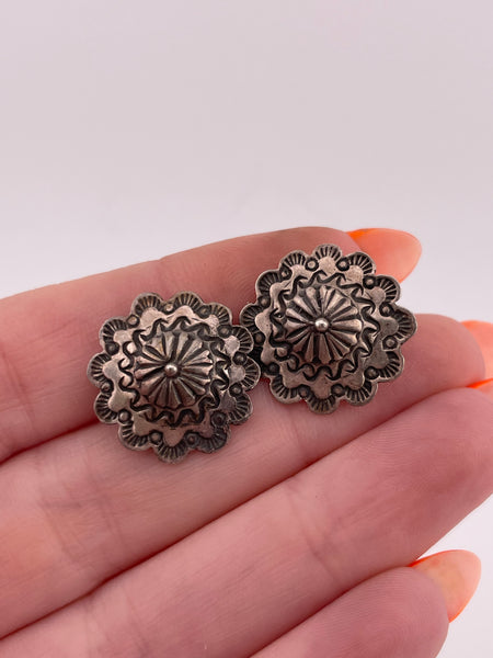 sterling silver concho post earrings