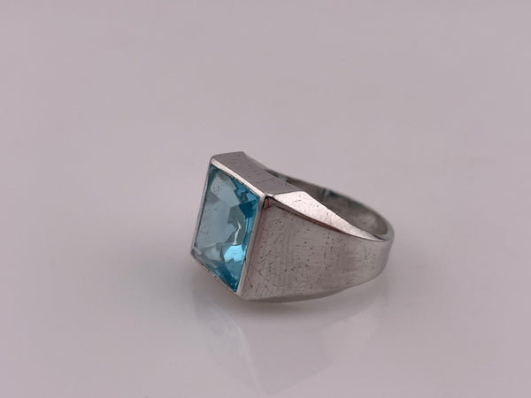 size 9.25 sterling silver faceted blue glass ring