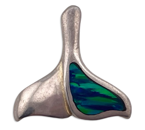 sterling silver whale tail synthetic opal pendant
