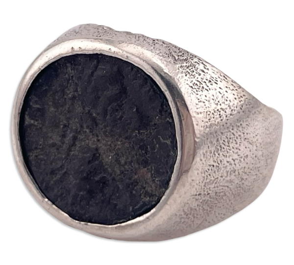 size 6.75 sterling silver very worn ancient coin replica ring