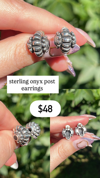 RESERVED PRIVATE LISTING -- sterling silver onyx earrings A13