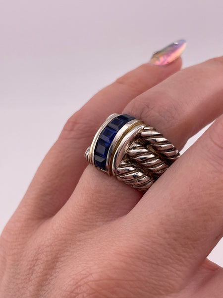 size 6.75 sterling silver lab sapphire ring