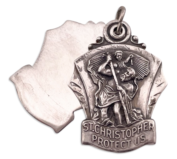 sterling silver St. Christopher Protect Us sliding pendant