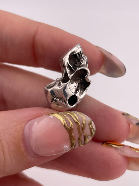 sterling silver solid skull pendant