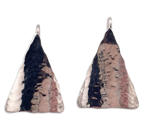 sterling silver stoneless hammered triangle dangle earrings