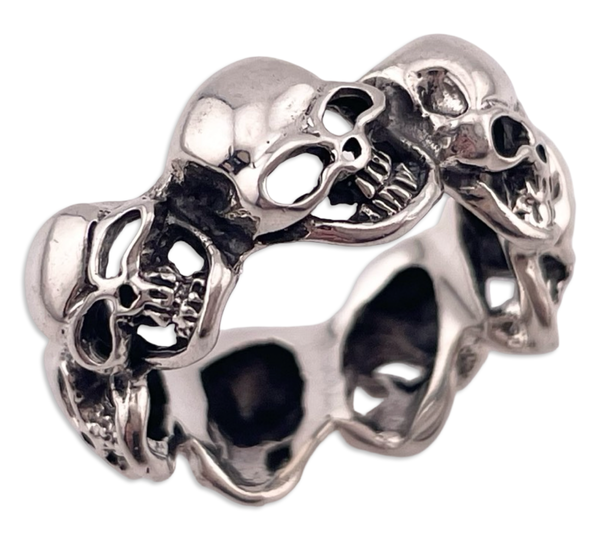 size 8 sterling silver skull band ring