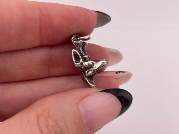 sterling silver 3D deer head pendant