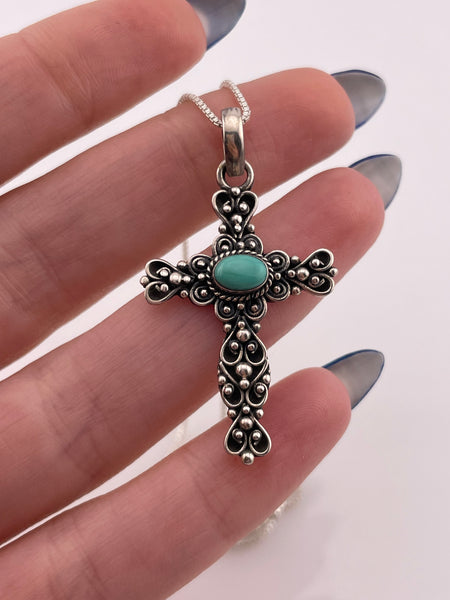 sterling silver turquoise cross necklace