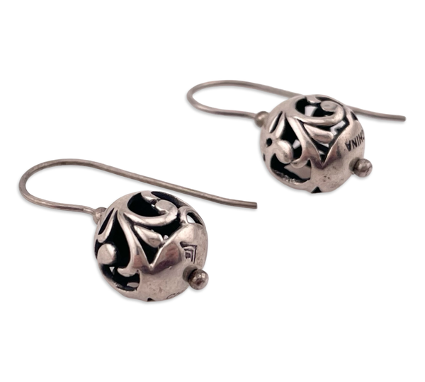sterling silver Silpada cut-out design orb hook earrings