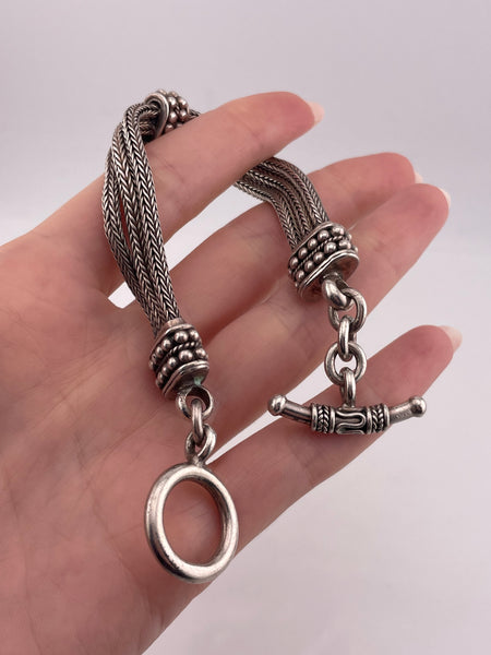 sterling silver 8 1/2" heavy wheat chain toggle clasp link bracelet