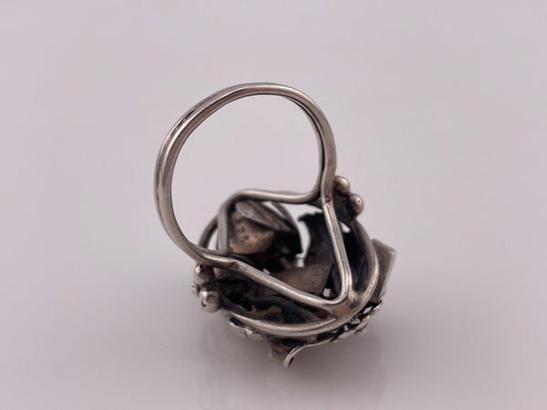 size 7.5 sterling silver flower floral ring