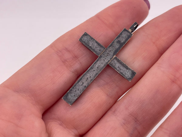 sterling silver turquoise coral jet inlay cross pendant