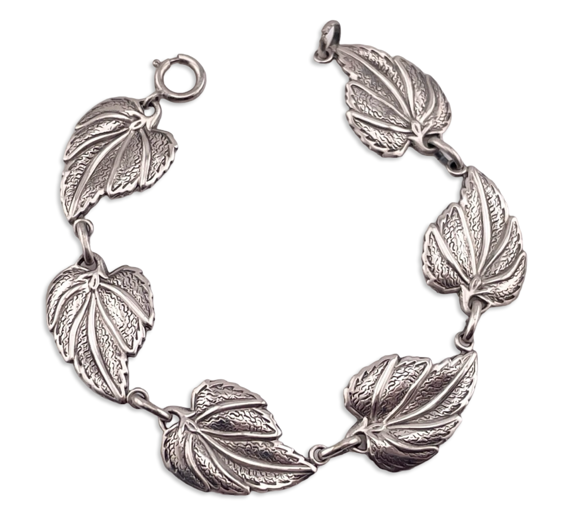 sterling silver 7 5/8" Danecraft leaf link bracelet