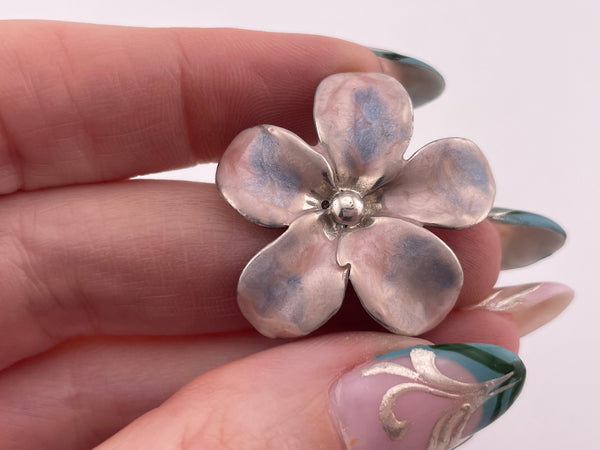 sterling silver glittery resin flower pendant