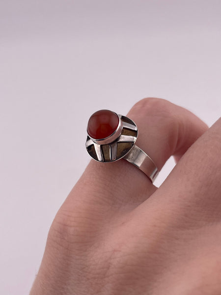 size 5 sterling silver carnelian adjustable band ring