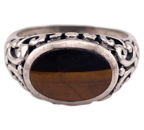 size 10.5 sterling silver tigers eye ring