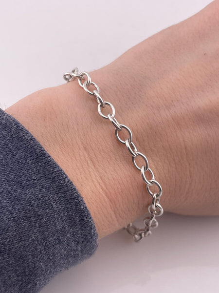 sterling silver 7-3/8" cable chain link bracelet