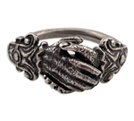 sterling silver MMA new old stock clasped hands gimmel ring