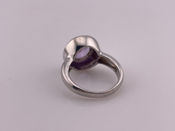 size 7.25 sterling silver faceted round amethyst ring