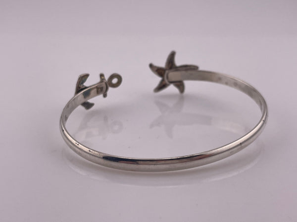 sterling silver 6-7/8" starfish anchor bracelet