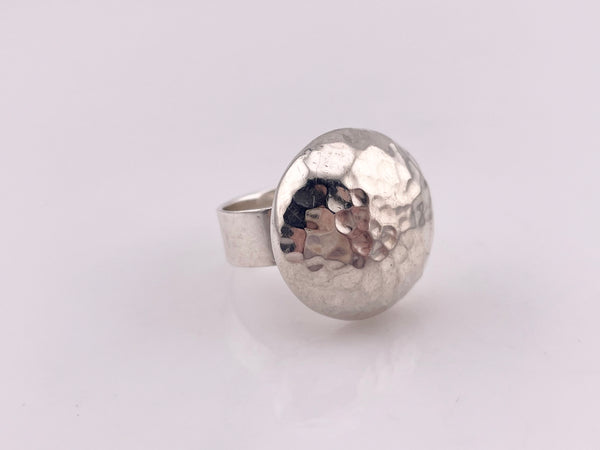 size 6.5 sterling silver Mexican stoneless circle dome hammered ring