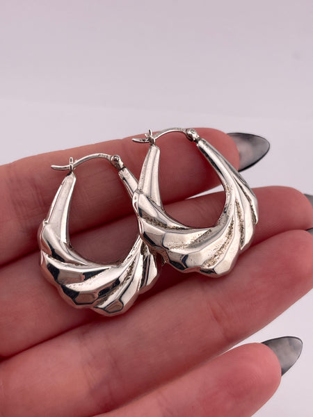 sterling silver textured hoop earrings