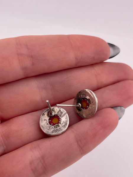 sterling silver Millefiori post earrings