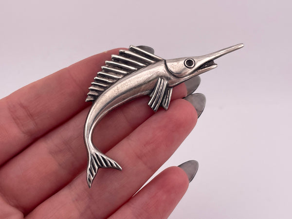 sterling silver pressed sailfish brooch pin