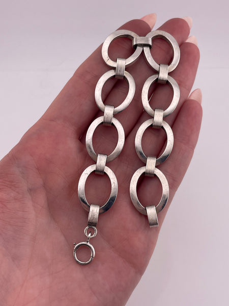 sterling silver stoneless oval chain link bracelet
