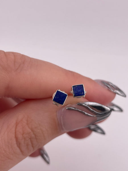 sterling silver lapis stud post earrings
