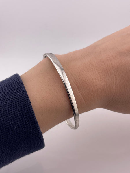 sterling silver tapered organic shaped bangle bracelet