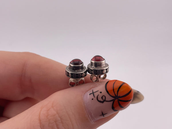 sterling silver garnet stud post earrings