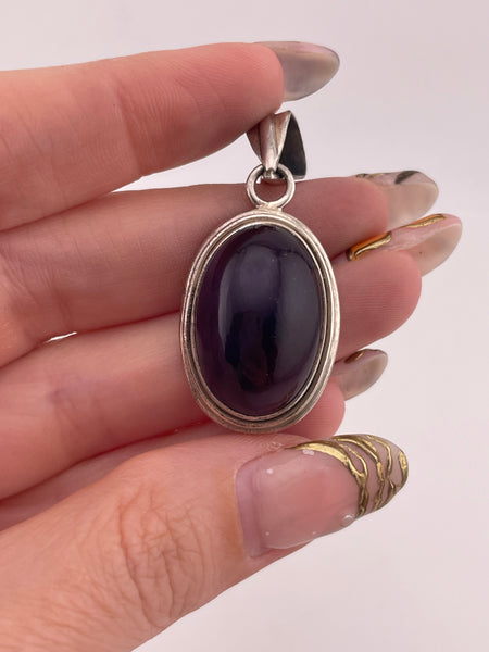sterling silver dark purple amethyst pendant