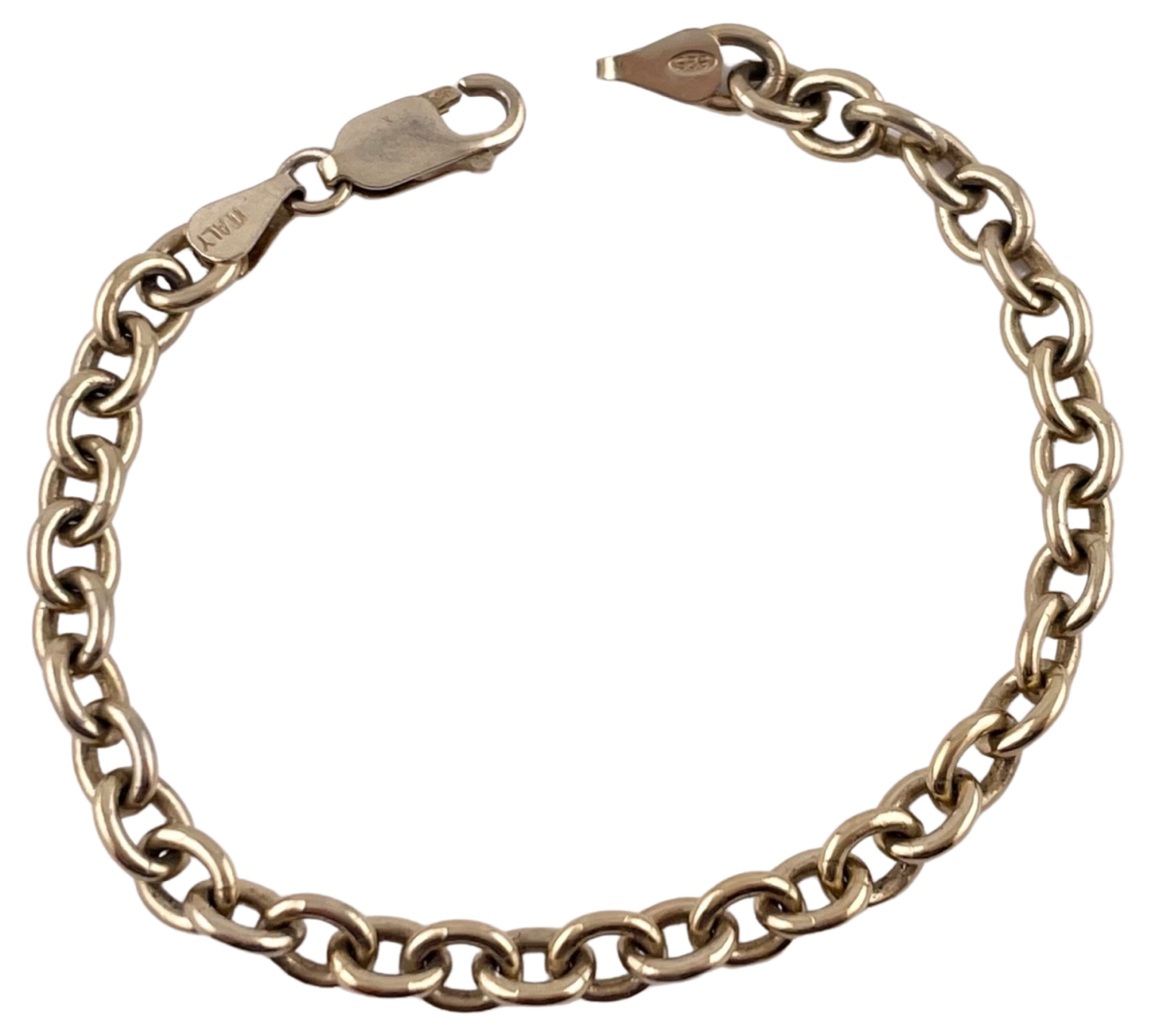 sterling silver gold plated 7 1/8" circle link bracelet