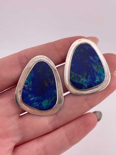 sterling silver Nick Garcia azurite post earrings