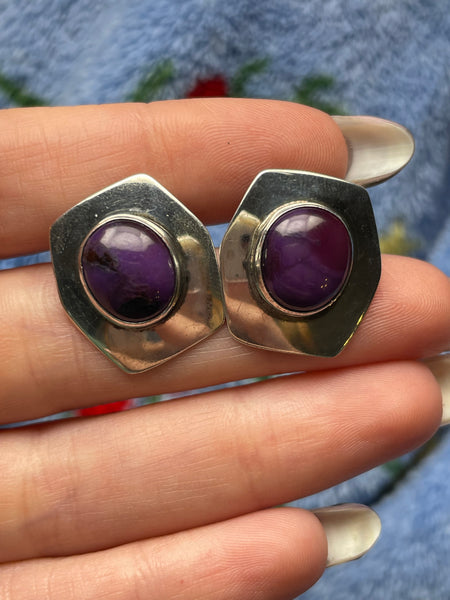 sterling silver sugilite post earrings