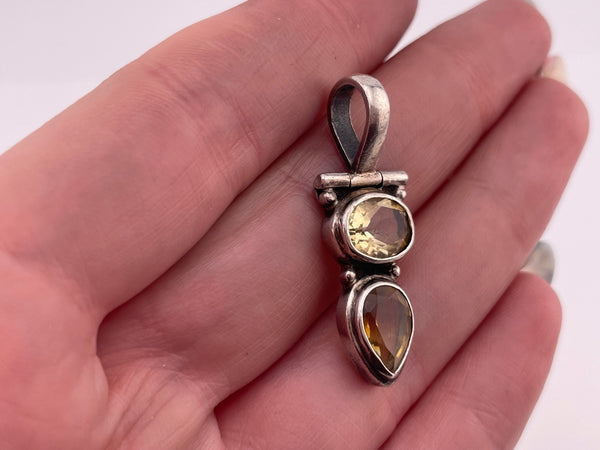 sterling silver faceted citrine & gemstone pendant